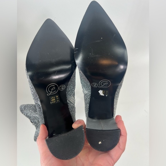 Chinese Laundry Raine Silver Metallic Mid-Calf Sock Boots Sparkly Booties 7.5 - Picture 9 of 9